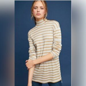 Anthropologie Vanessa virginia Silver gold Striped tunic Sweater size small
